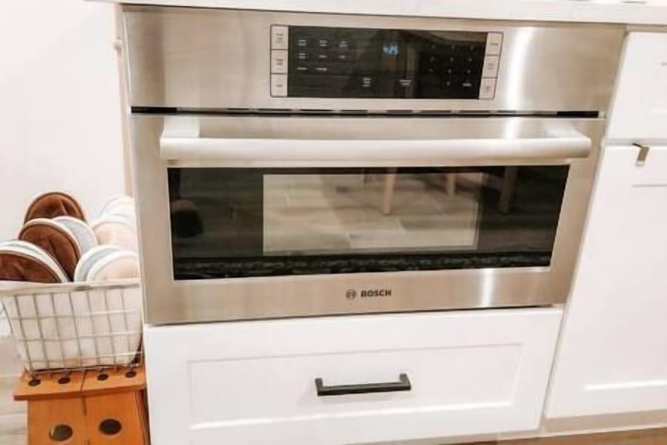 Microwave and Guest Slippers