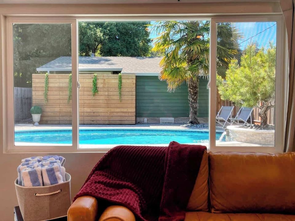 Redwood Oasis - View of the pool from the living/dining areas
