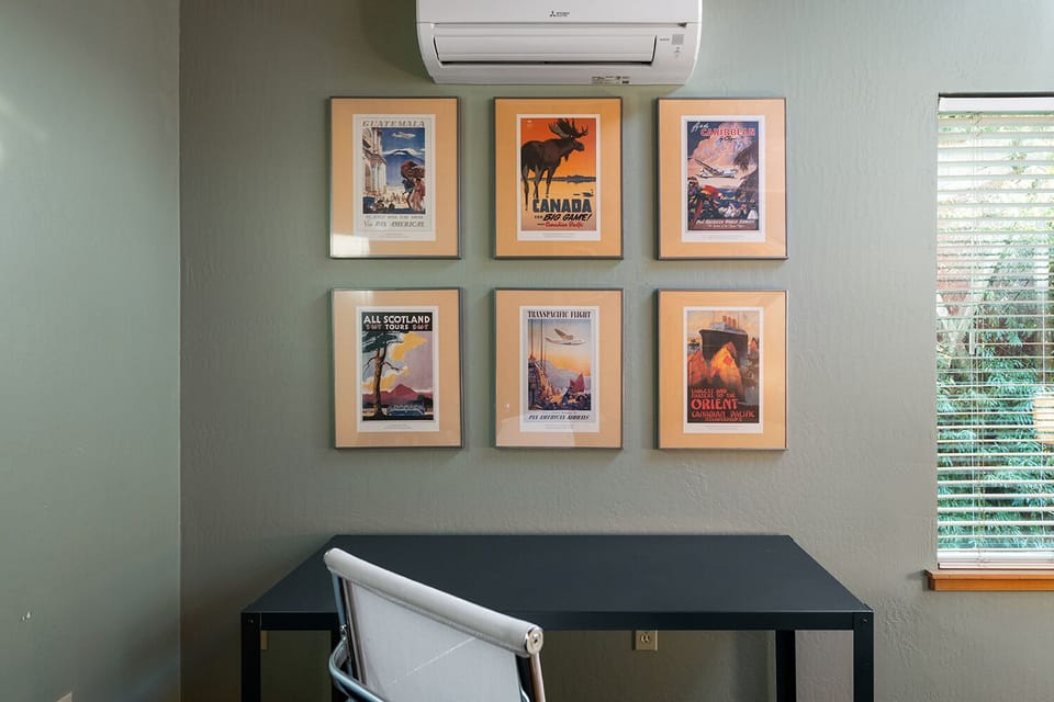 Work if you must, this is a great spot to do it away from everyone. Plus, we love the vintage-inspired travel poster prints.