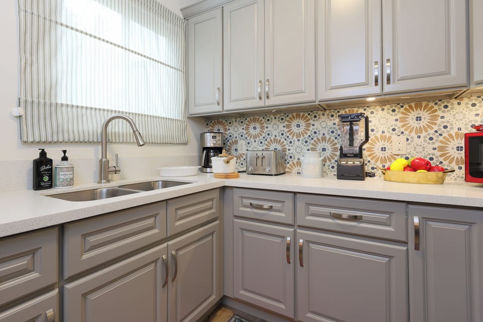 Clean and bright kitchen space.