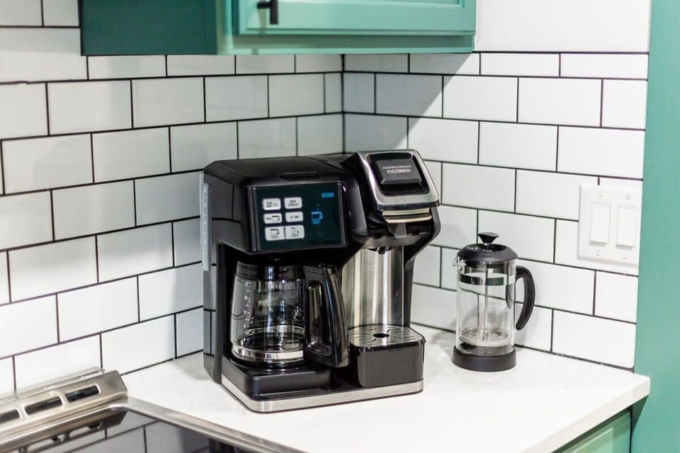 Use the Coffee Pot or Keurig Pods - multiple provided in welcome basket :) 