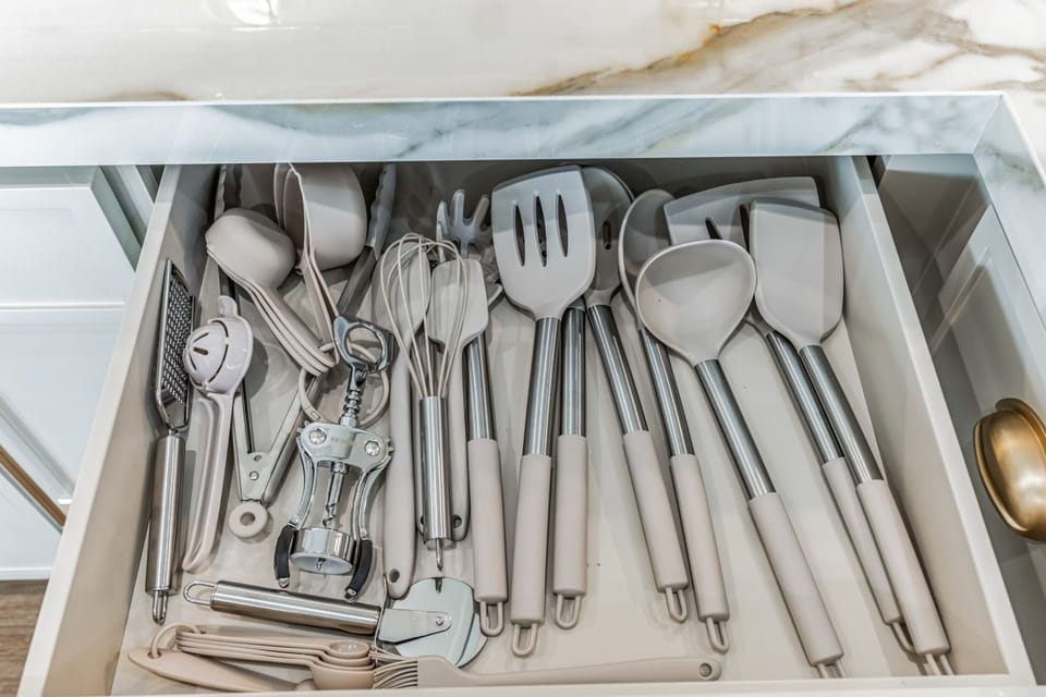 Our fully stocked kitchen has everything you need to cook at home!