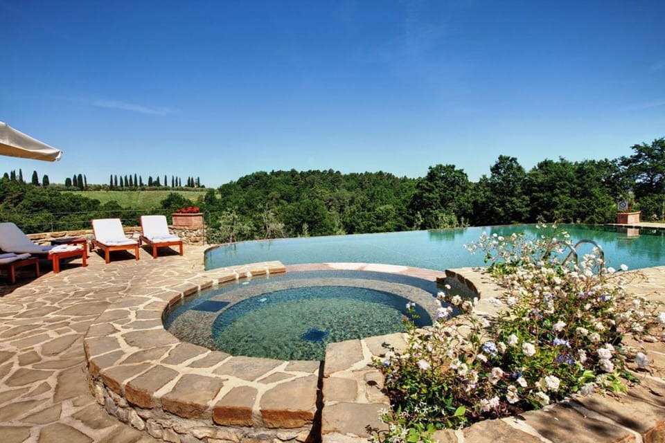 Balcony / Terrace / Patio, Building Exterior, Garden, Pool, Spring, Summer