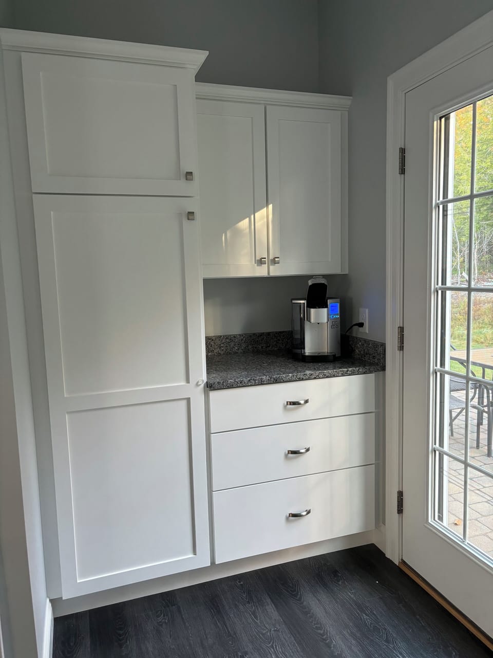 Storage and coffee station.