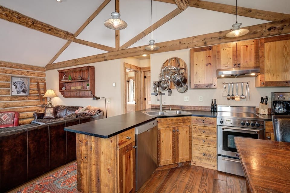 Indoors, Hardwood, Kitchen, Stained Wood, Microwave