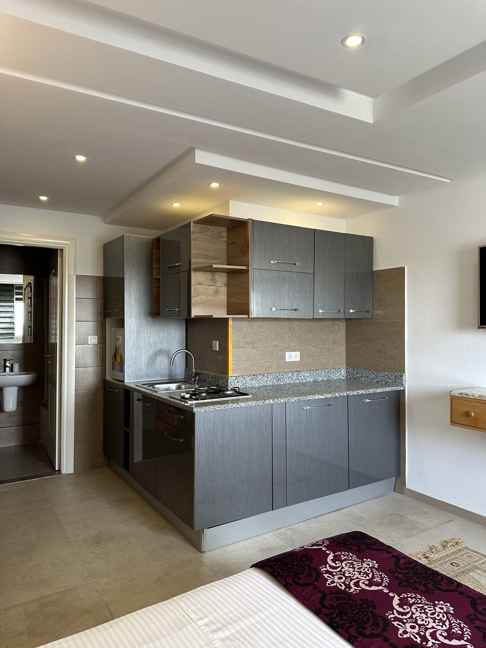 Basic Apartment | Private kitchenette | Mini-fridge, microwave, stovetop, cookware/dishes/utensils