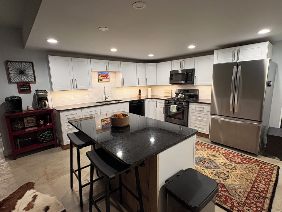 Full downstairs kitchen w island