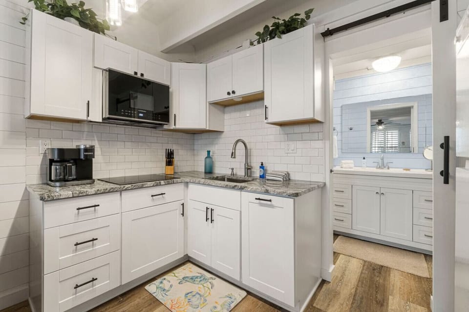 Kitchenette with Keurig + Full Size Coffee Pot, Stove Top and Microwave