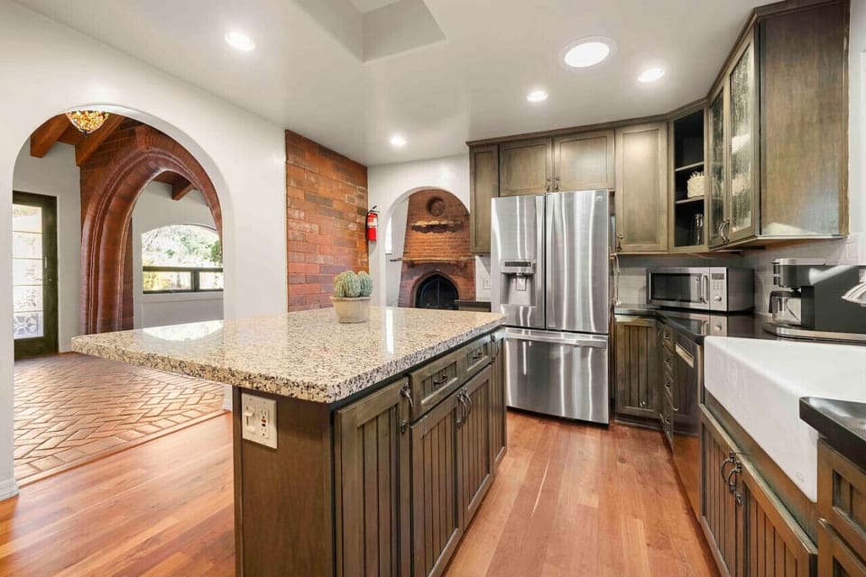 The kitchen opening up to the rest of the home