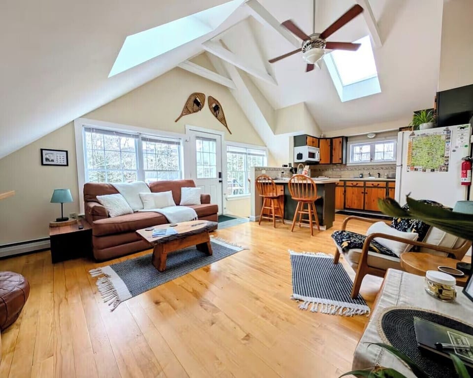 Open living room and kitchen area. 