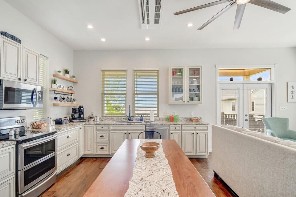 Enjoy family dinners or play games together at the table set for 8+