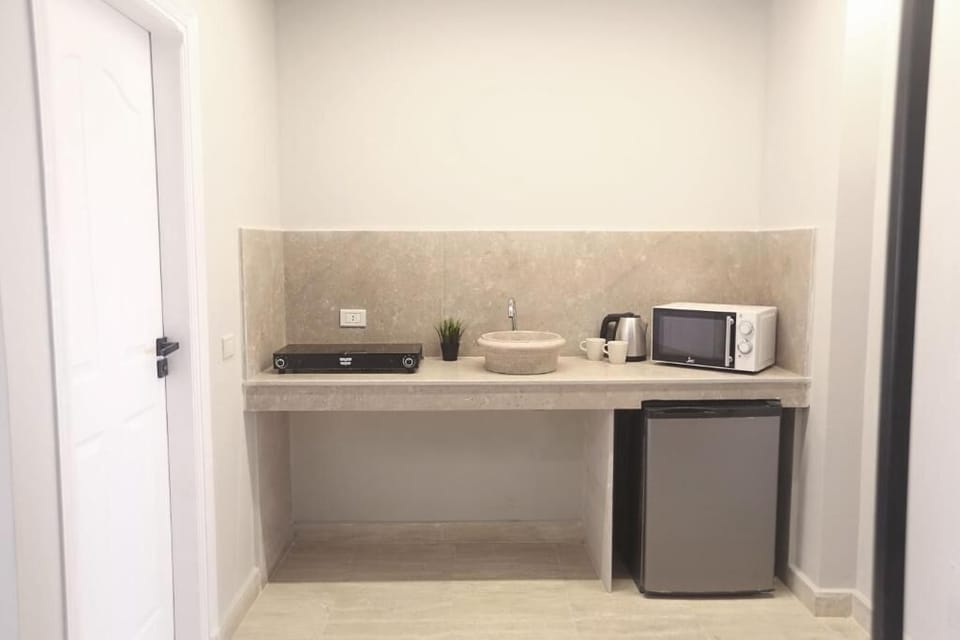 Family Apartment | Private kitchen | Microwave, electric kettle, freezer