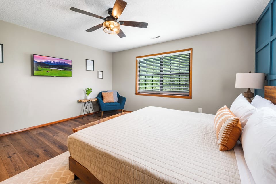 One of the 2 King bedrooms located on the upper level of the cabin!