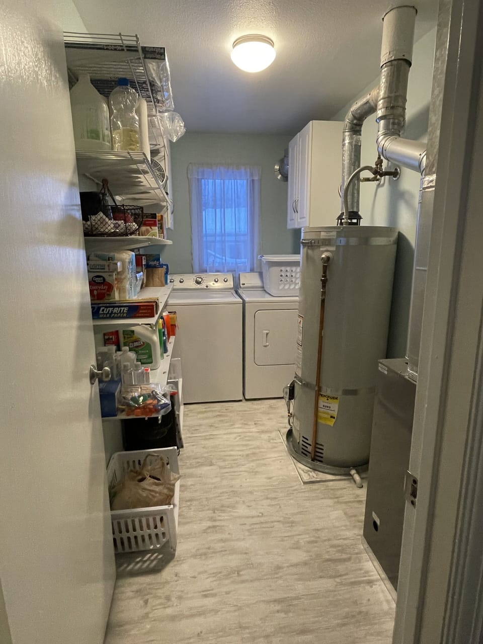 Washer, dryer, pantry, furnace, and water heater