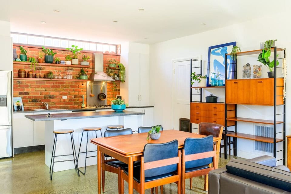 Cook and dine with ease in the open-plan kitchen and dining space.
