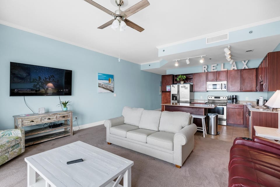Condo, 1 King Bed with Sofa bed (Laketown Wharf 2118) | Living area | TV