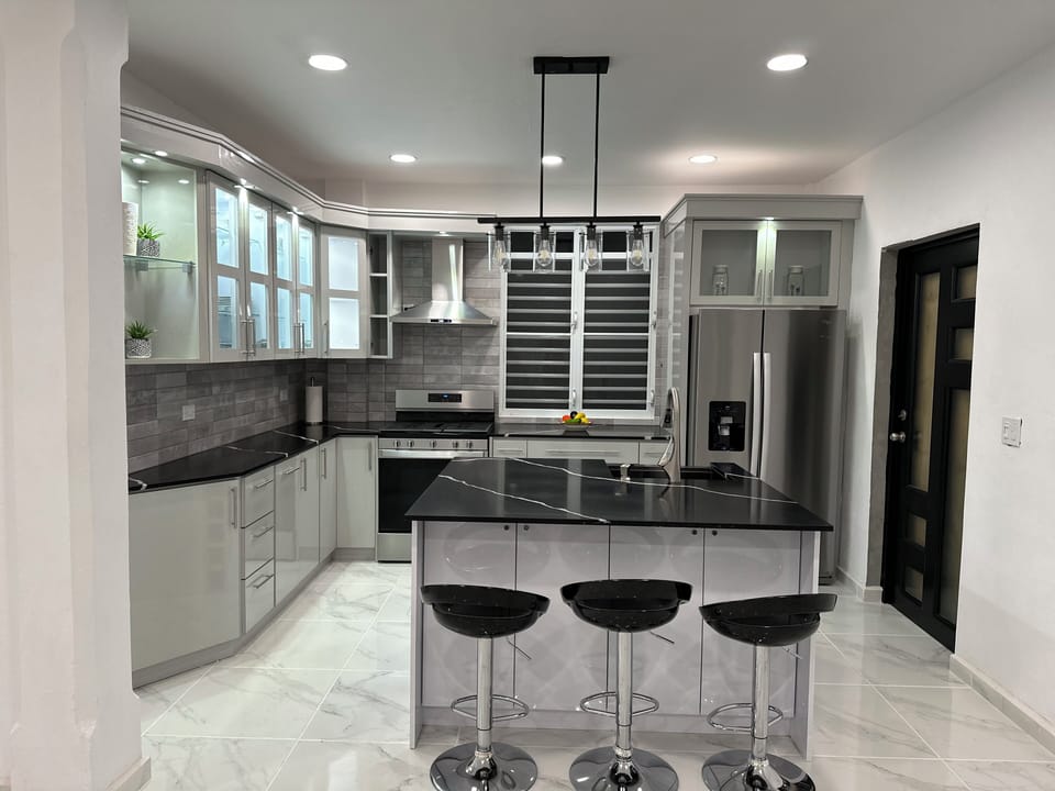 Kitchen with all essential amenities. 