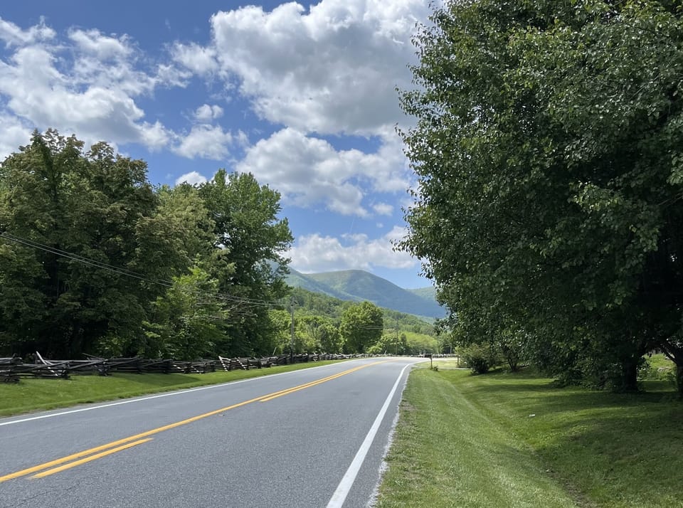 Route 664 looking towards Wintergreen Resort and the Three Ridges Mts..