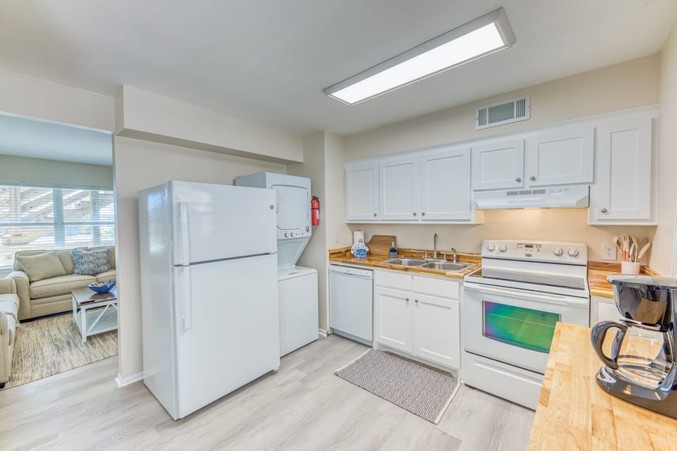We have a Washer & Dryer in the condo so you can wash those dirty Beach Towels and Bathing Suits 