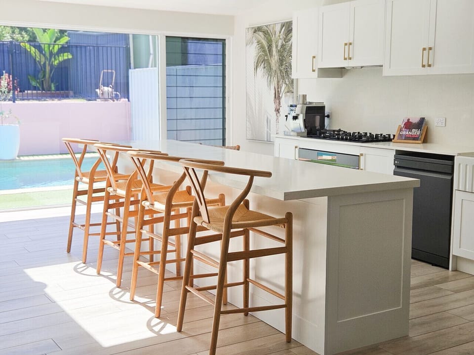 Kitchen with coffee machine
