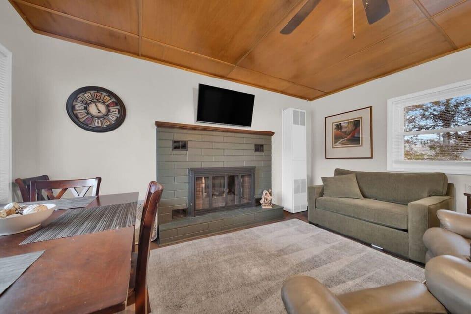 take advantage of the gas fireplace to make your night in extra cozy!