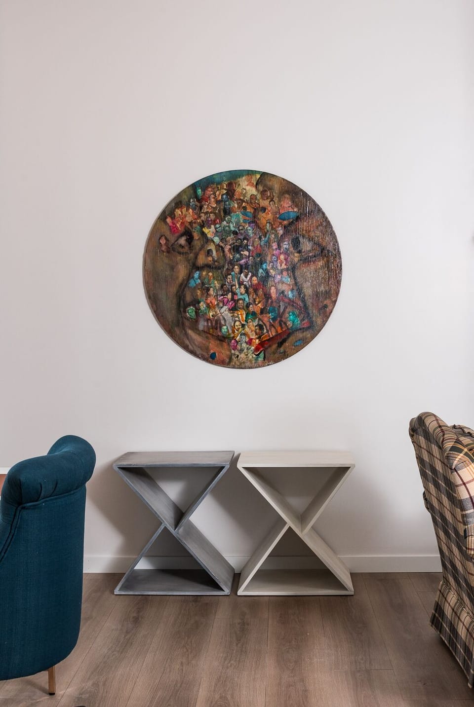 Lots of original art fills the home