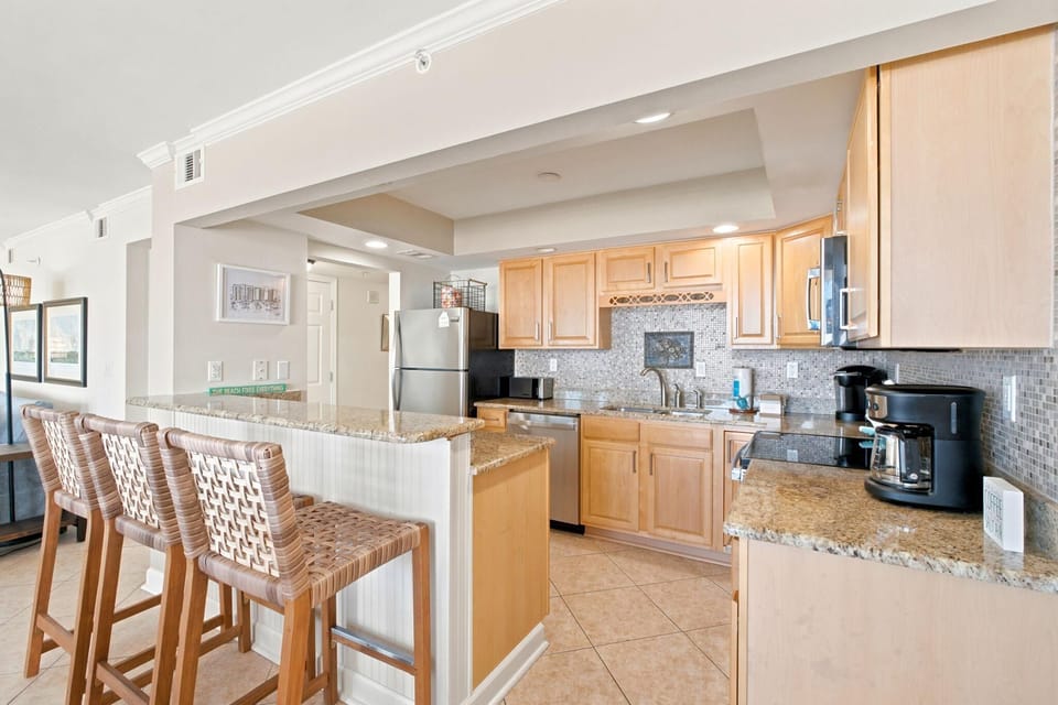 Condo, Multiple Beds (SeaSpray West 503- Gulf Front) | Private kitchen | Oven, toaster, paper towels