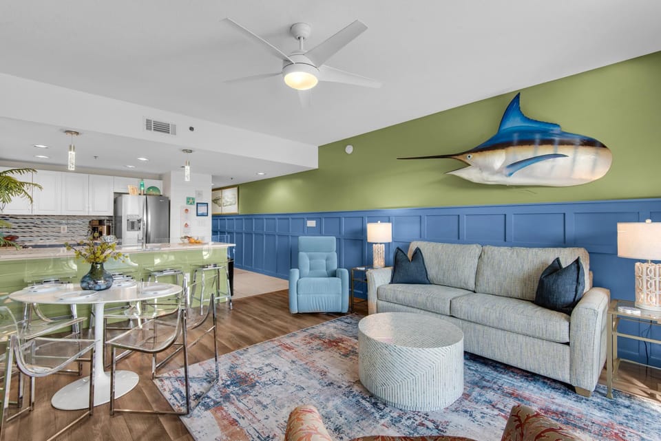 Condo, 1 Queen Bed with Sofa bed (Sterling Shores 215) | Living area | TV