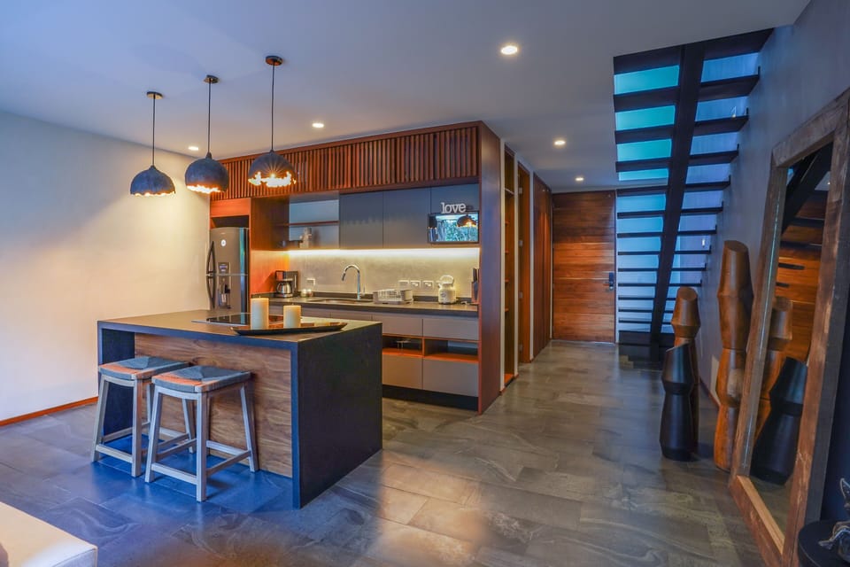 Premium Apartment | Private kitchen | Full-size fridge, microwave, oven, blender