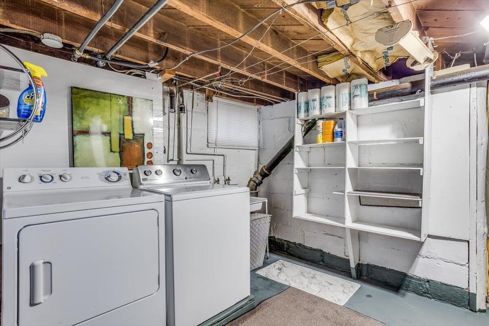 Washer and Dryer located in basement