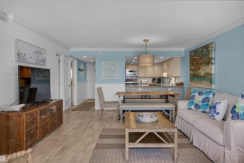 Condo, Multiple Beds (Beach House 603D- Rest Ashore) | Living area | TV
