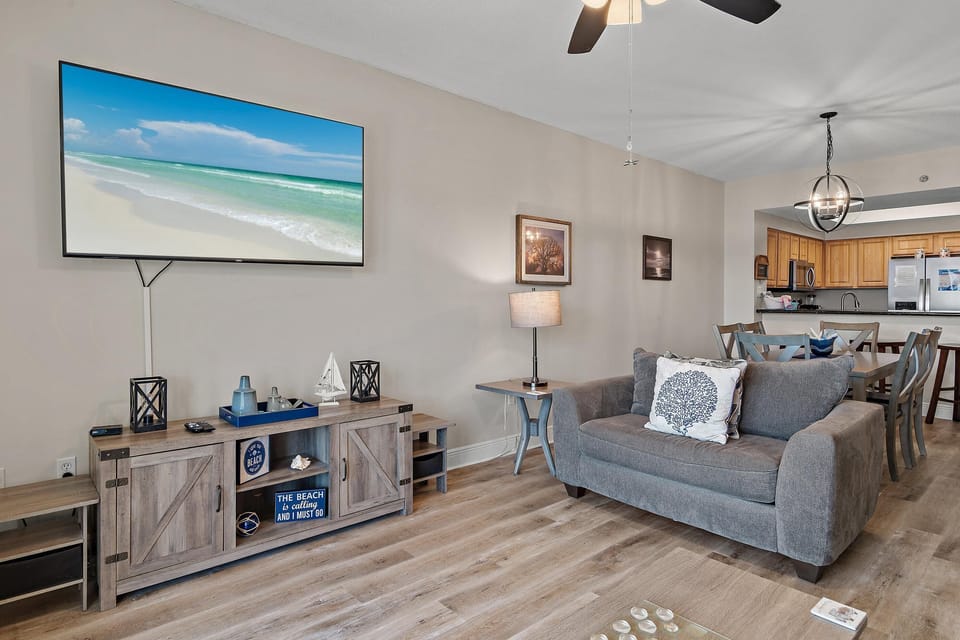 Condo, 1 King Bed with Sofa bed (Ariel Dunes II 703) | Living area | TV
