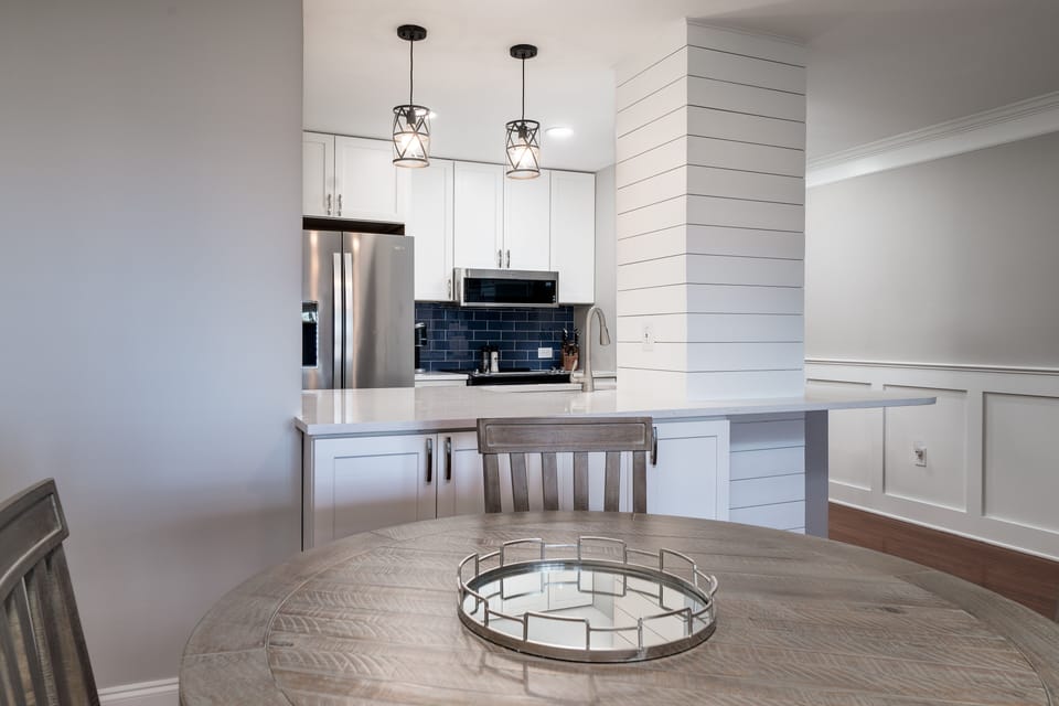 The passthrough in the kitchen lets everyone be a part of the vacation