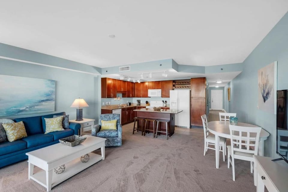 Condo, 1 King Bed with Sofa bed (Laketown Wharf 116) | Living area | TV