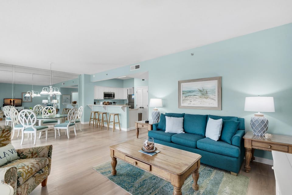 Condo, 1 King Bed with Sofa bed (Tides at Tops'l 907) | Living area | TV