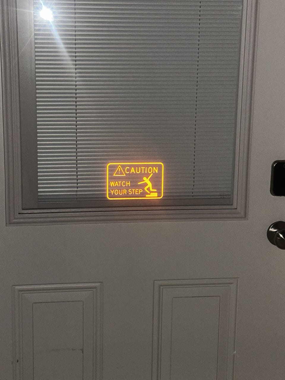 Be careful with a small step down once you open the door