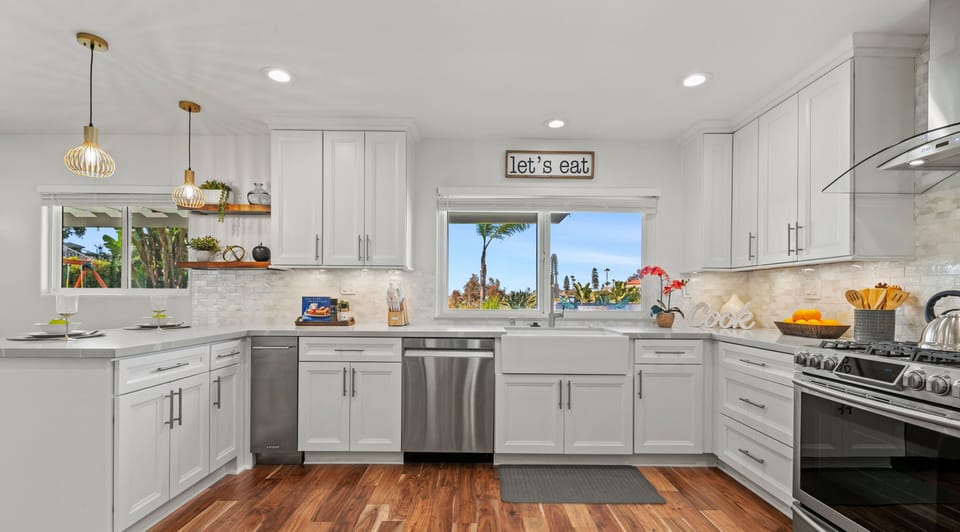 Cook with ease using premium appliances, quartz counters & a gas range.