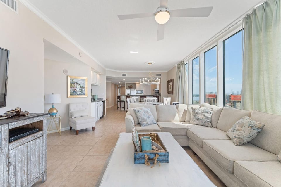 Condo, Multiple Beds (Colonnades 1601) | Living area | TV