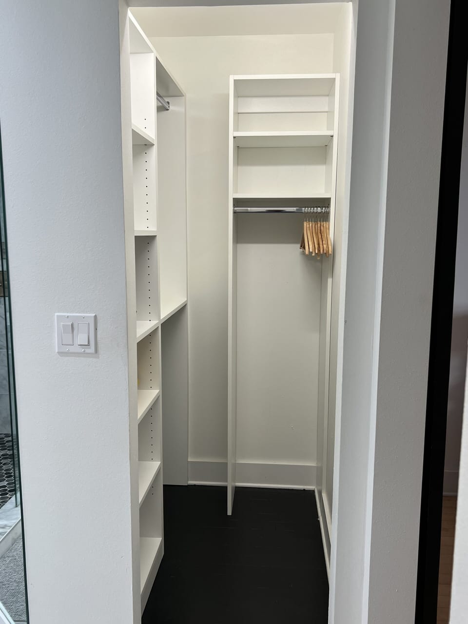 His walk in closet space 