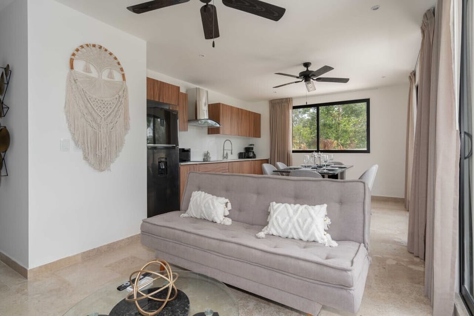 Open concept living and dining area