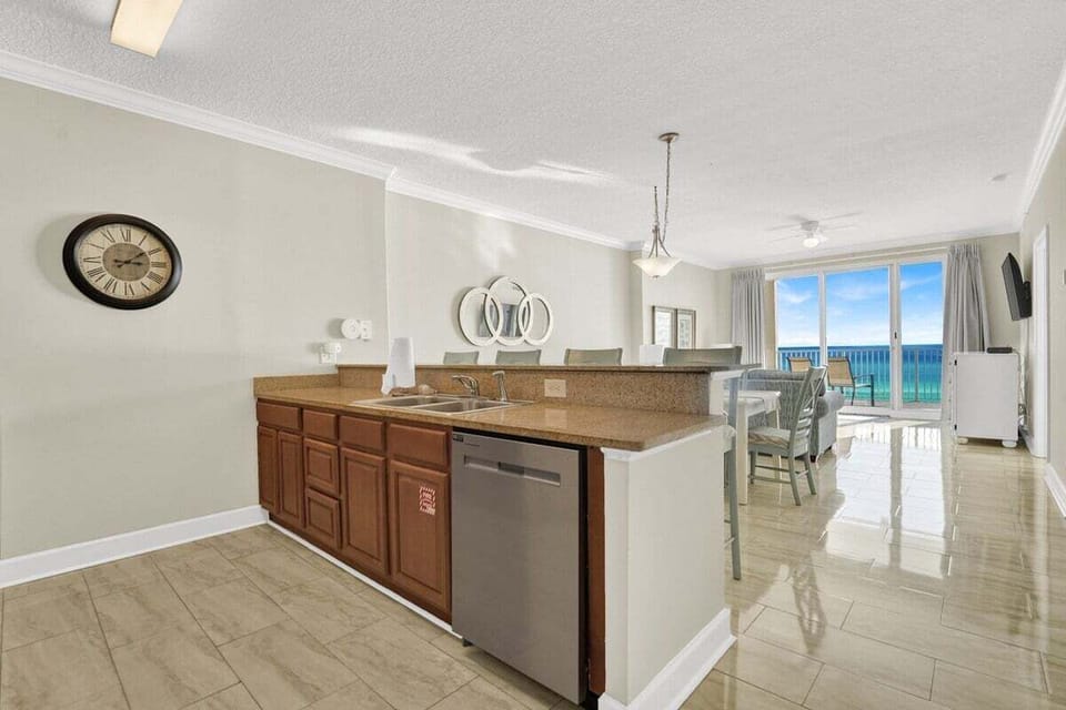 Full kitchen with views
