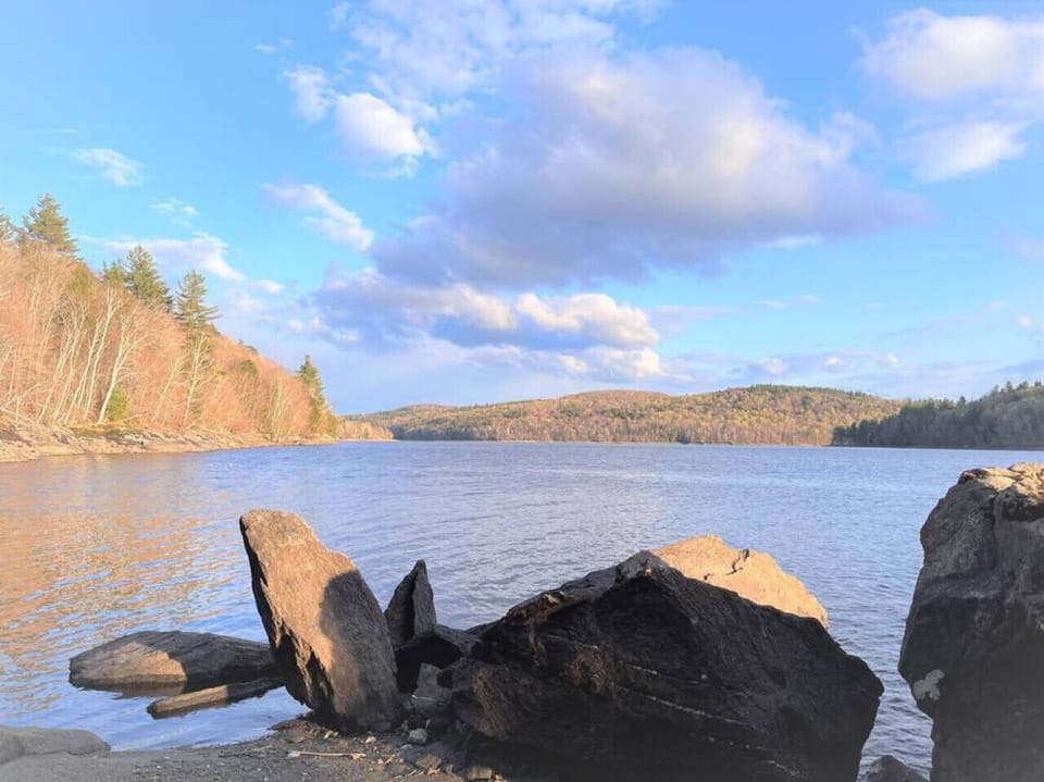 view of the cove from the beach area. Total private cove with no homes anywhere on the lake.