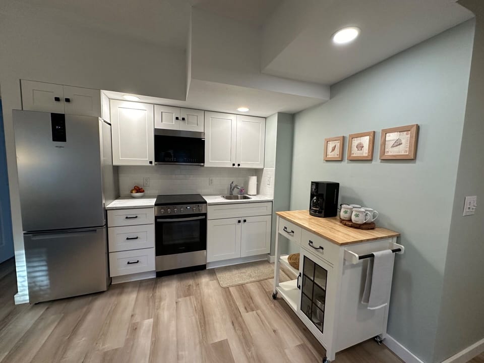 Refrigerator is equipped with an ice maker.