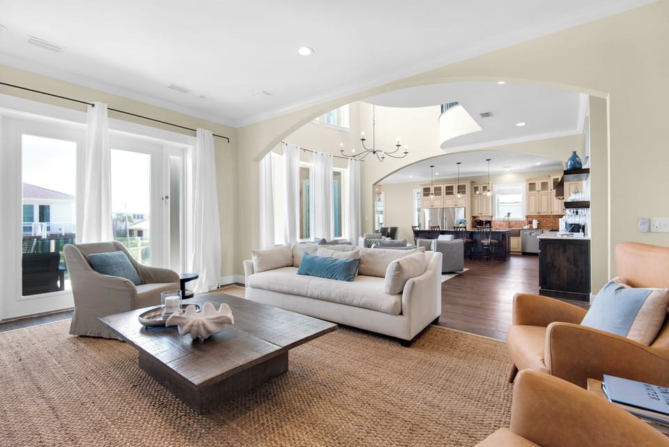 Spacious seating in living room area