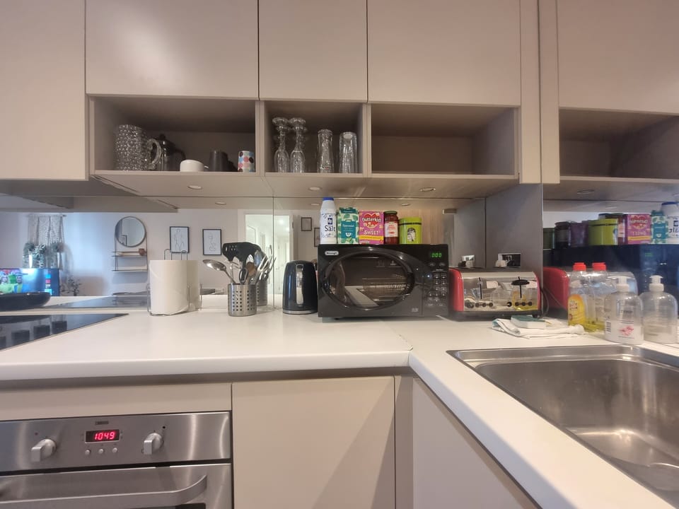 City Apartment | Private kitchen | Full-size fridge, microwave, stovetop, dishwasher