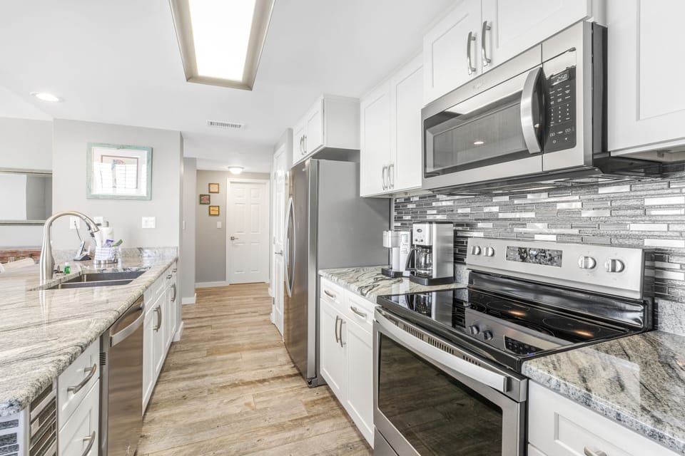 Our kitchen was recently renovated upscale decor and appliances.