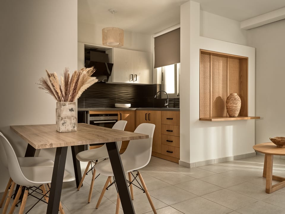 A collated and collected feel to the natural living-cum design.