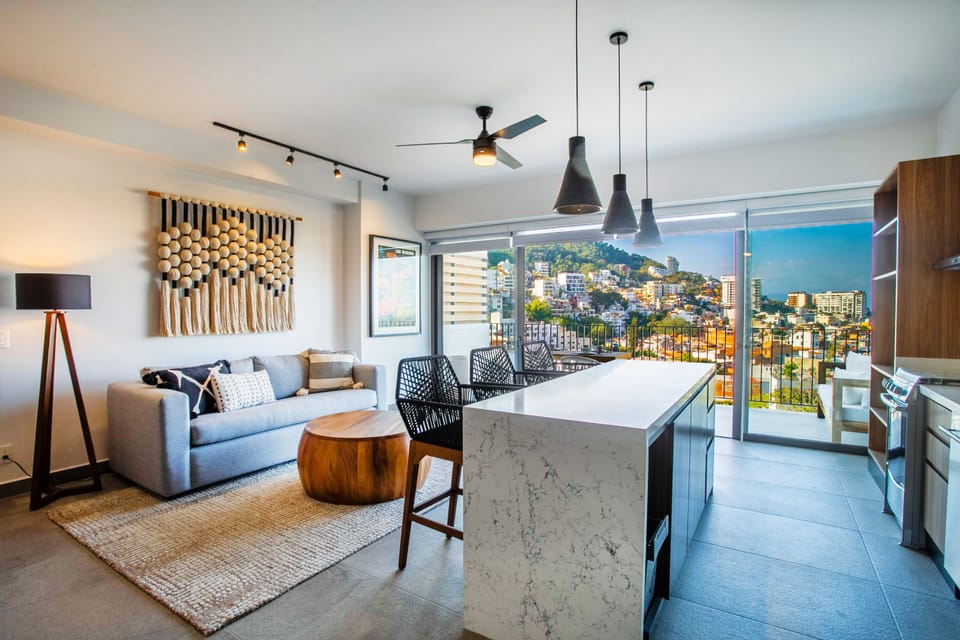 Open layout of the spacious condo