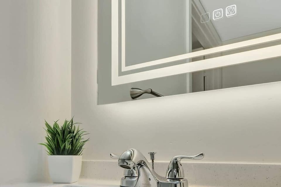 Sleek and contemporary decor accents elevate the space.