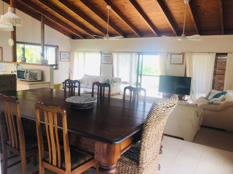 Dining area above lounge